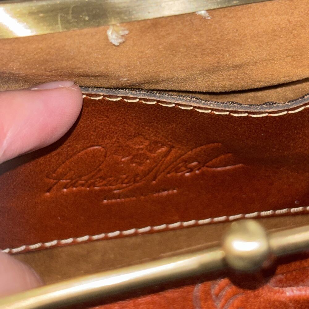 Patricia Nash Borse Florence Tooled Italian Leather Framed Kisslock Coin Purse - Picture 6 of 7